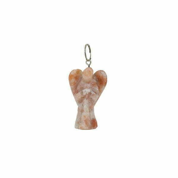 Sunstone crystal Angel Pendant, Natural gemstone Healing Guardian Angel