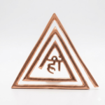 Pure copper triangular helix Vastu correction tool engraved with Beej Mantra for Agneya disha