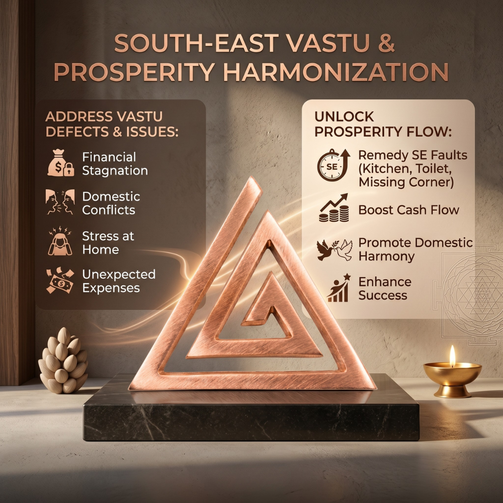 1 Pure copper triangular spiral Helix Vastu Remedies tool for Agneya disha fire element correction