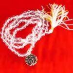 4 MUKHI SILVER CAP RUDRAKSHA WITH SPHATIK MALA DIAMOND CUTTING 2