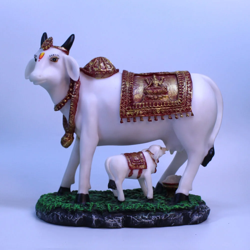 Kamdhenu Cow with Calf Statue