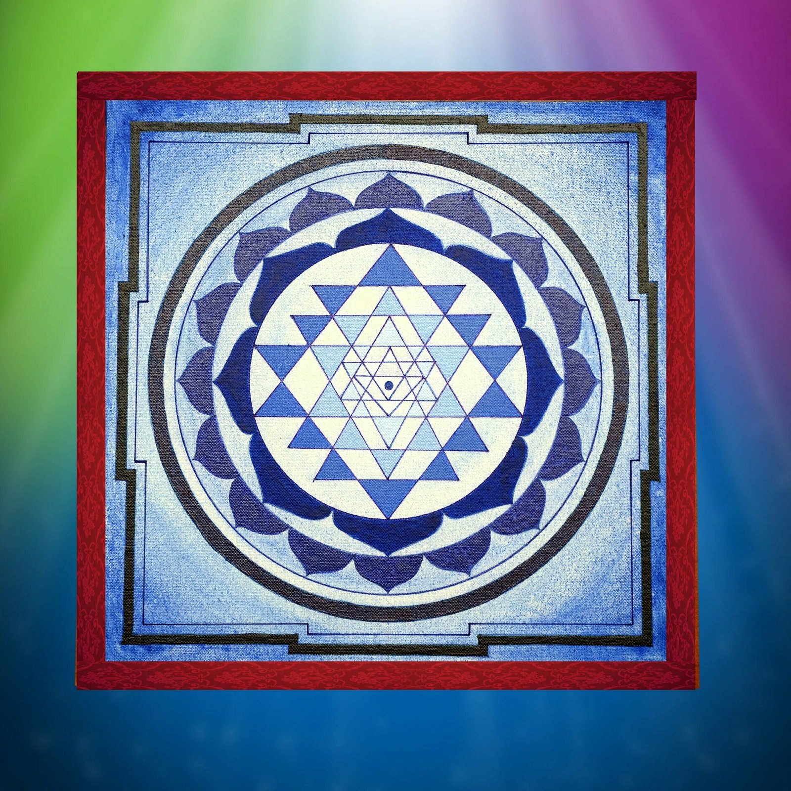 Waterproof Hand Painted Shree Yantra with Frame