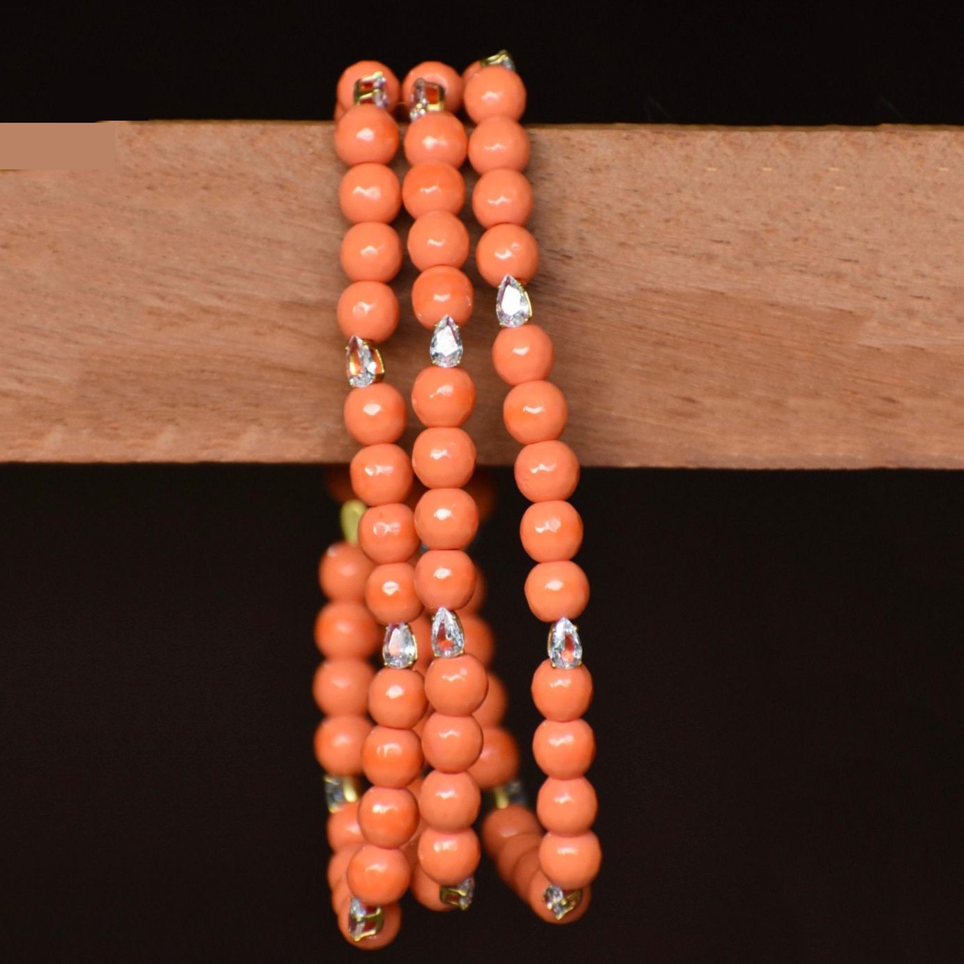 Coral semi precious crystal bracelet