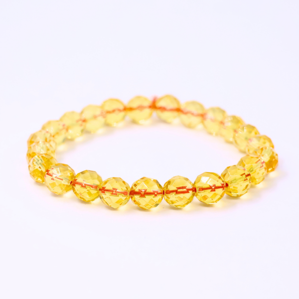 Citrine Crystal Bracelet, Diamond cut beads Stretch Bracelet for Men Women
