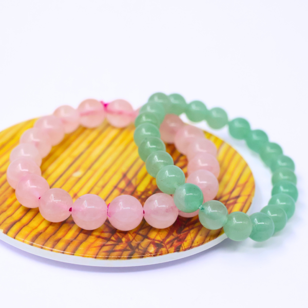 Pink Rose Quartz + Green Aventurine Crystal Bracelet | Two in One